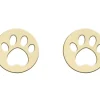 9ct Yellow Gold Paw Print Outline Stud Earrings