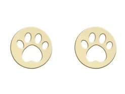 9ct Yellow Gold Paw Print Outline Stud Earrings