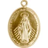 9ct Yellow Gold Pendant Miraculous Medal Pendant, 0.80mm Double Sided, Pierced Our Lady Of Graces Medal 23.5mm, 100% Recycled Gold