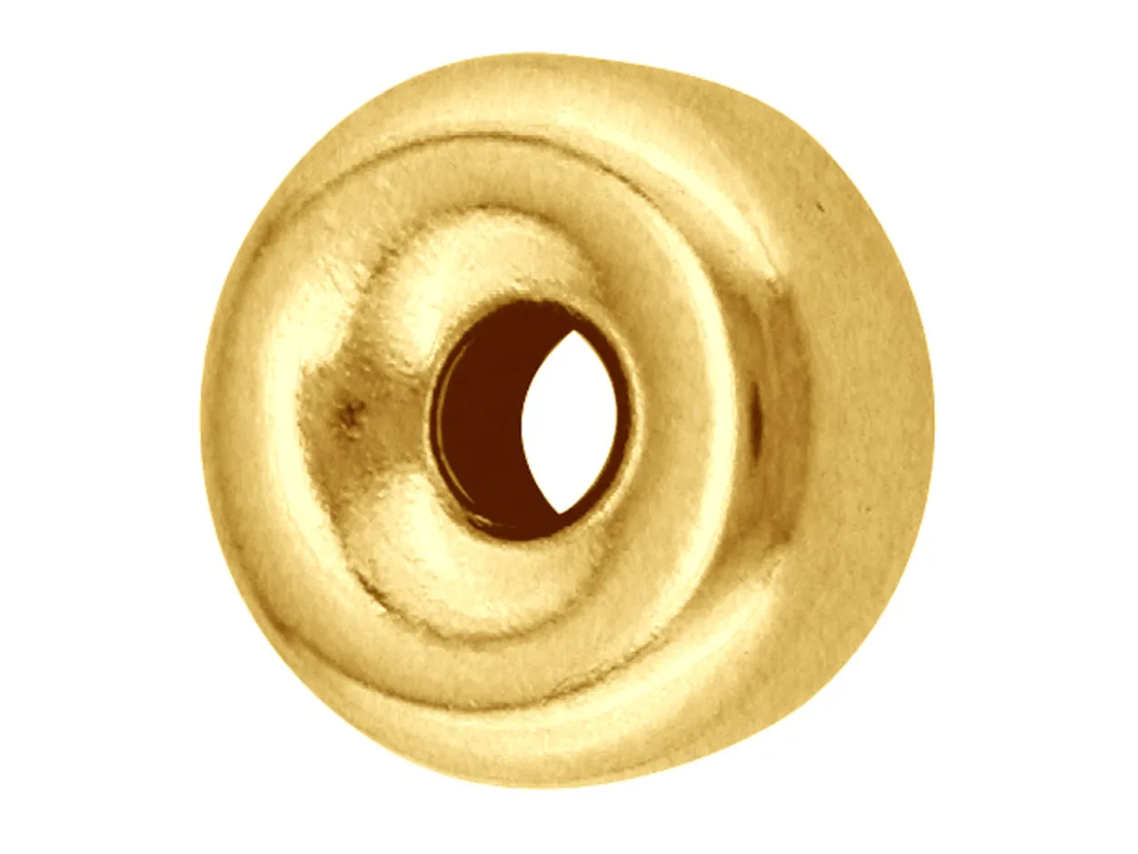 9ct Yellow Gold Plain Flat 6mm 2 Hole Bead Heavyweight