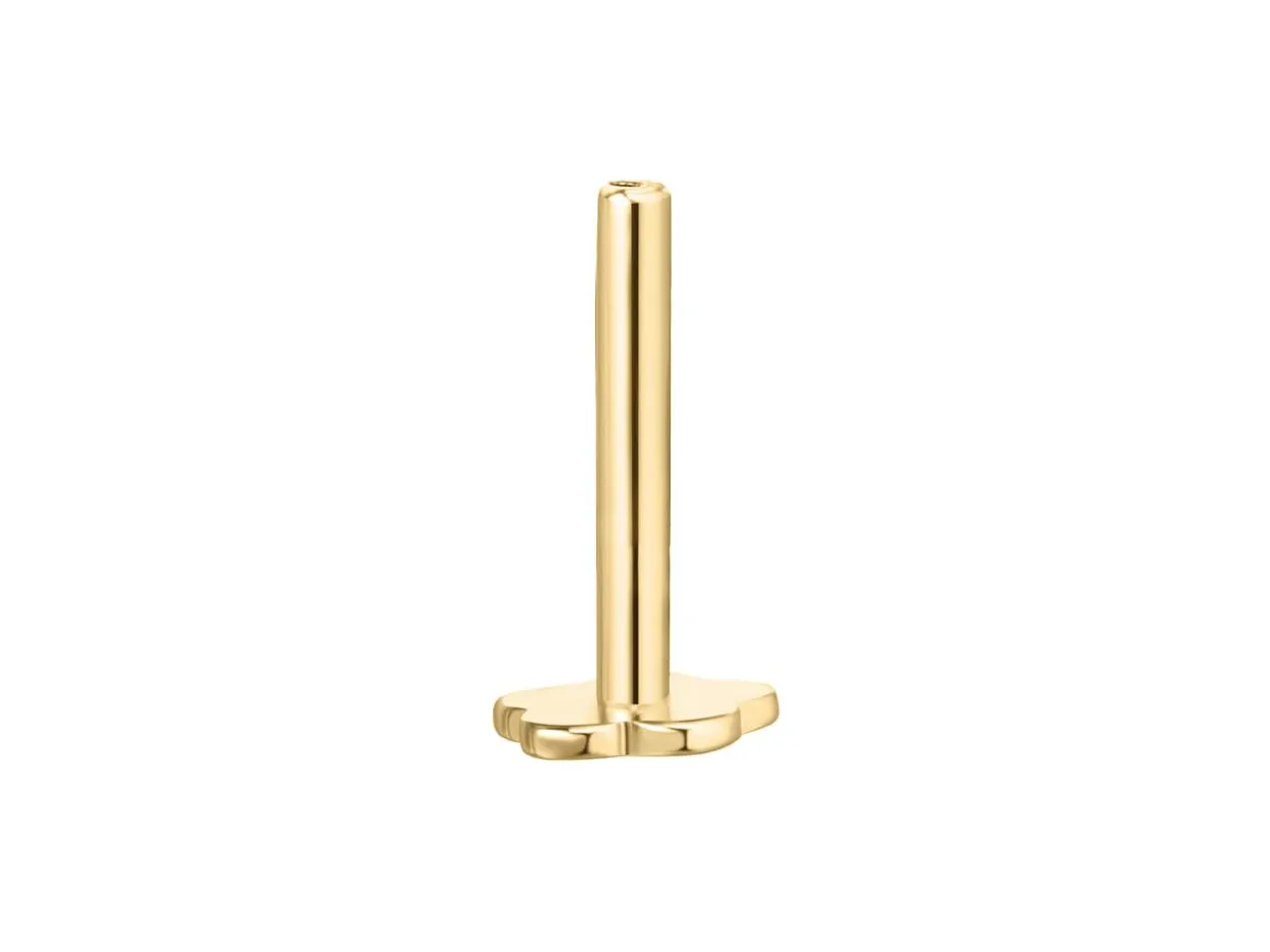 9ct Yellow Gold Plain Flower Labret Tube 3mm
