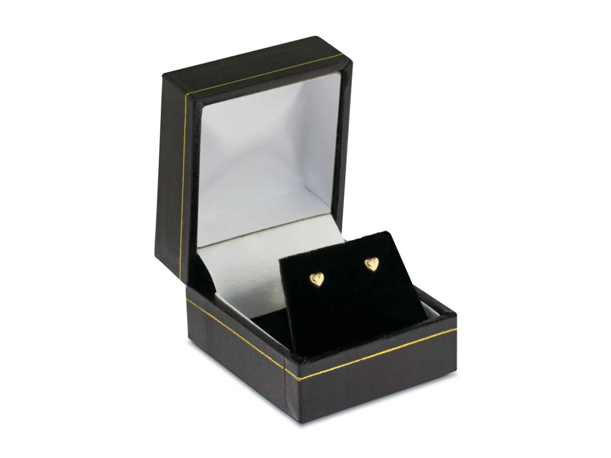 9ct Yellow Gold Plain Heart Stud Earring, Valentine's Day Jewellery With Gift Box