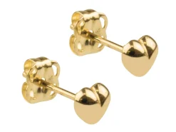 9ct Yellow Gold Plain Heart Stud Earring, Valentine's Day Jewellery With Gift Box