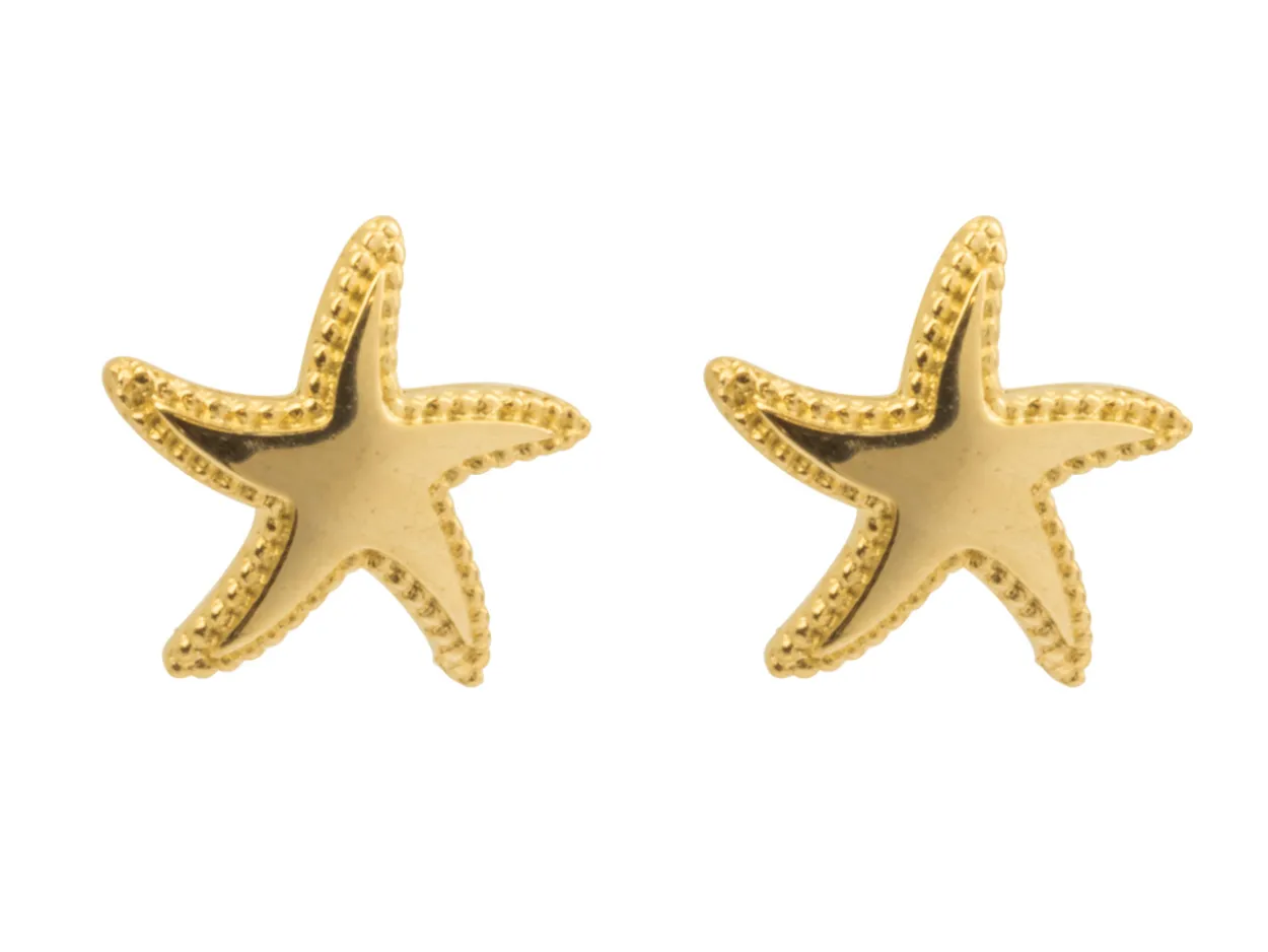 9ct Yellow Gold Plain Star Stud Earrings