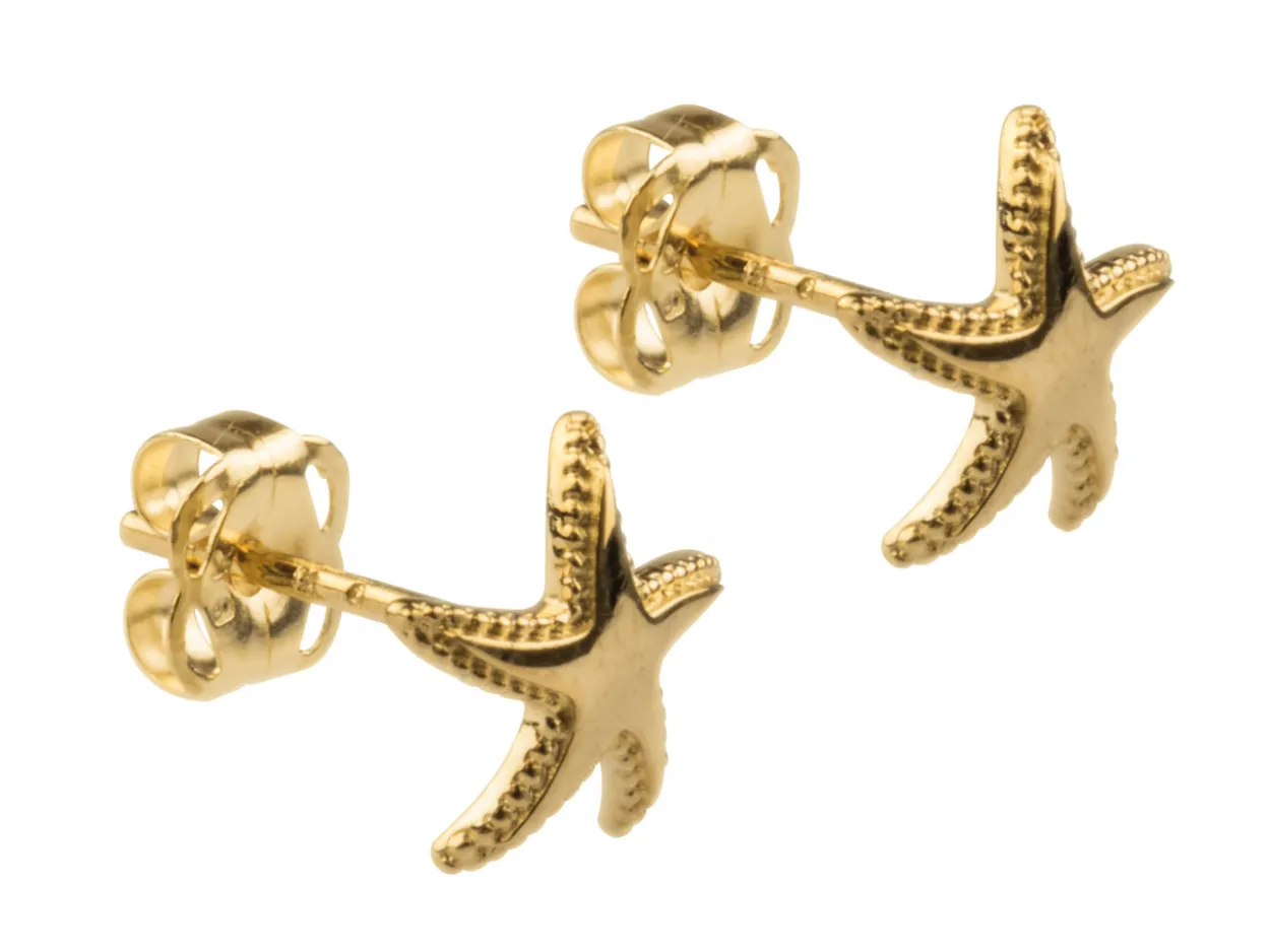 9ct Yellow Gold Plain Star Stud Earrings