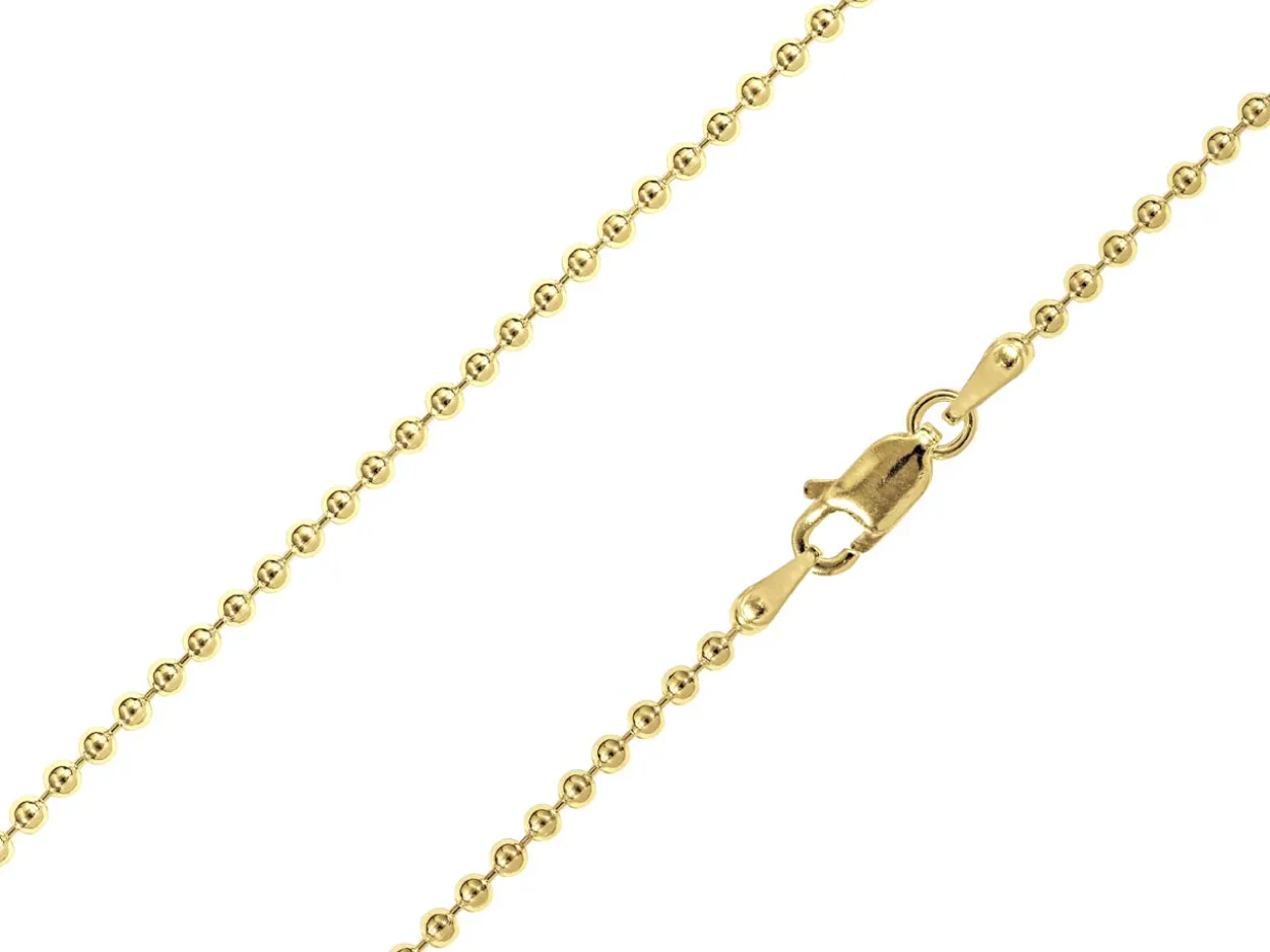 14ct Yellow Gold Plated 2.0mm Ball Chain 18"/45cm Unhallmarked