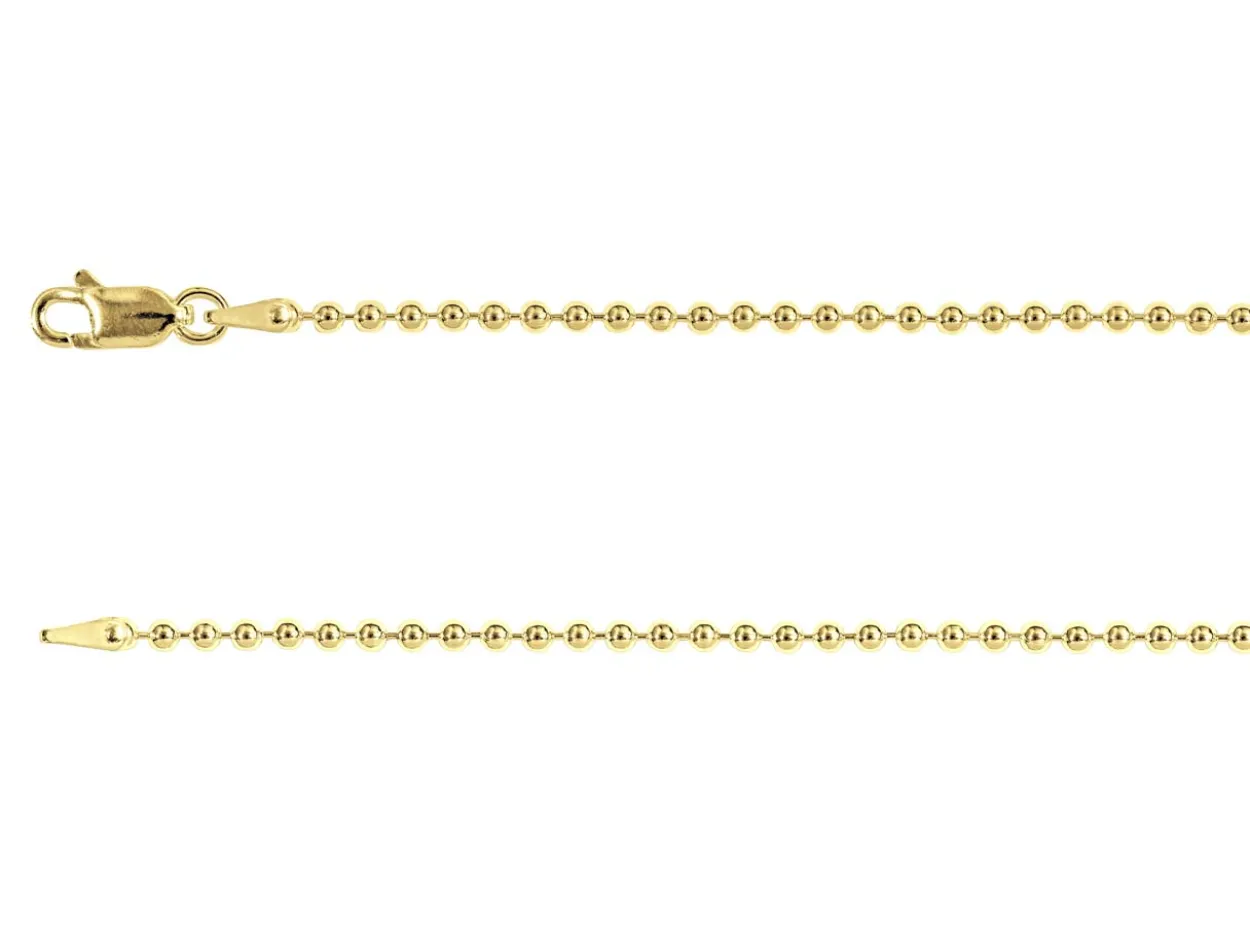 14ct Yellow Gold Plated 2.0mm Ball Chain 18"/45cm Unhallmarked
