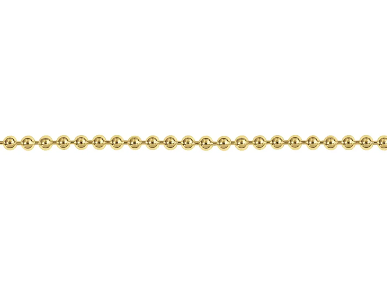 14ct Yellow Gold Plated 1.2mm Ball Chain 18"/45cm Unhallmarked