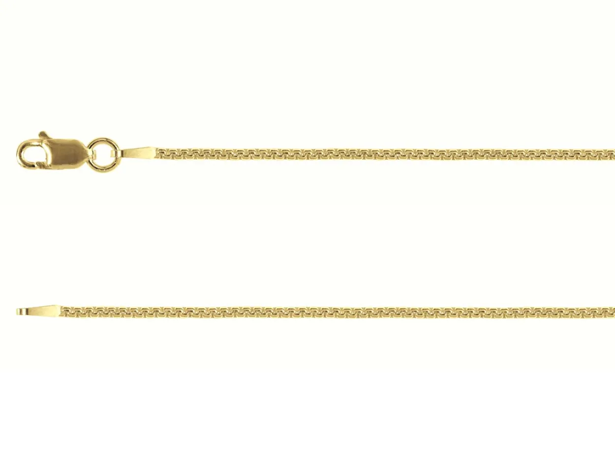 14ct Yellow Gold Plated 1.5mm Box Chain 18"/45cm Unhallmarked