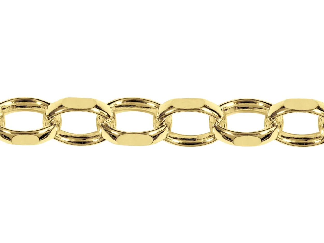 14ct Yellow Gold Plated 5.4mm Diamond Cut Oval Belcher Chain 18"/45cm Unhallmarked