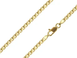 14ct Yellow Gold Plated 3.0mm Diamond Cut Box Chain 18"/45cm Unhallmarked