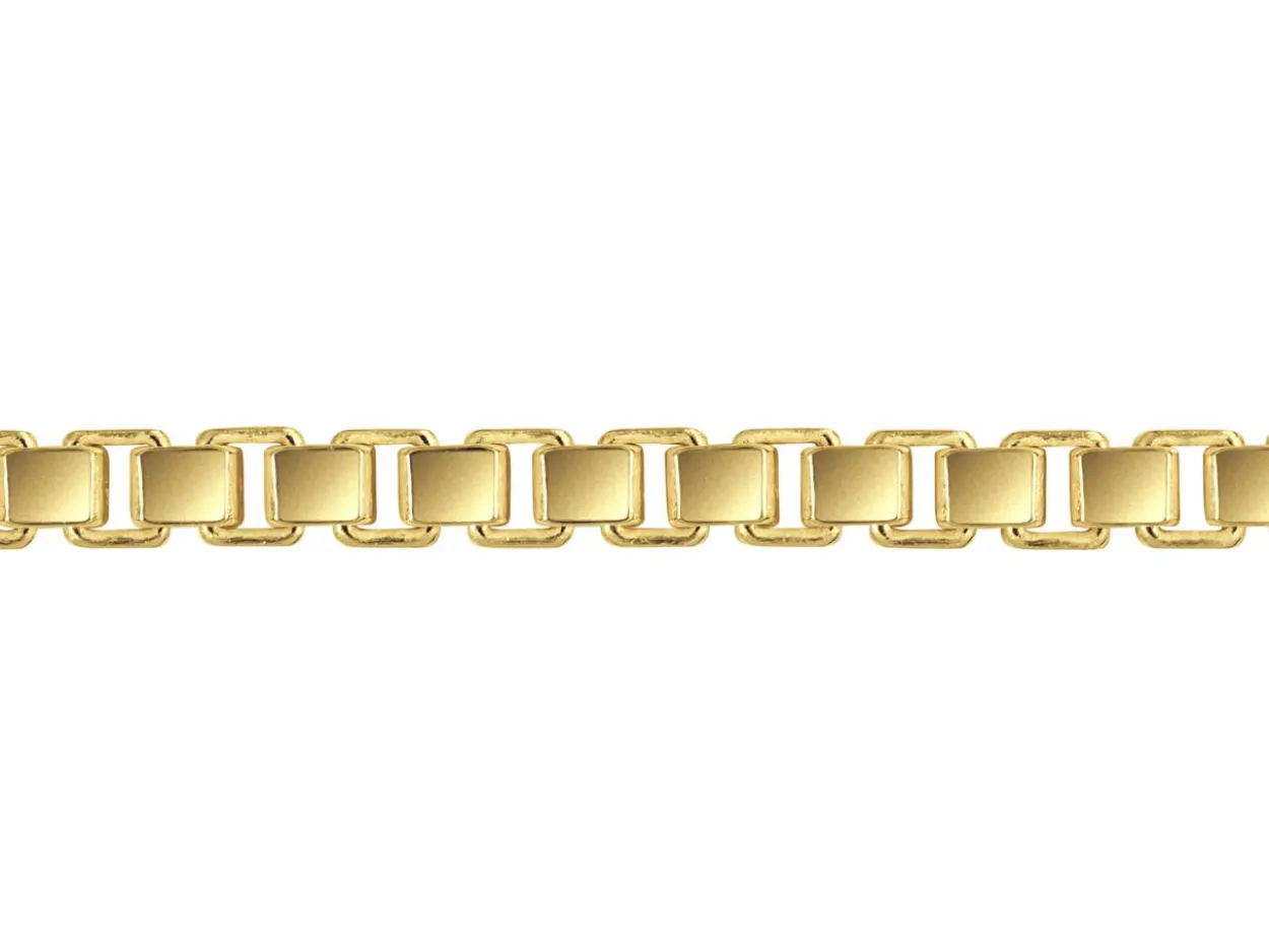 14ct Yellow Gold Plated 3.0mm Diamond Cut Box Chain 18"/45cm Unhallmarked