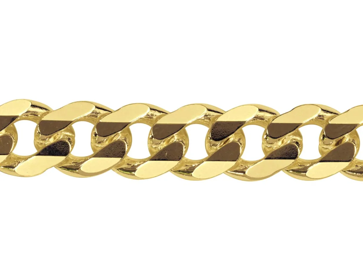 14ct Yellow Gold Plated 9.3mm Diamond Cut Curb Chain 18"/45cm Unhallmarked