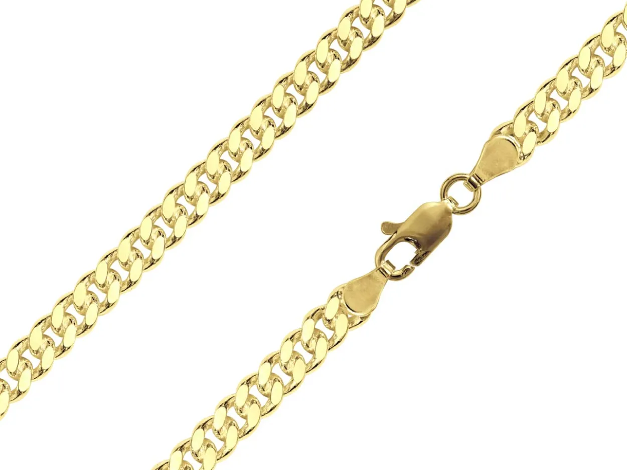 14ct Yellow Gold Plated 4.9mm Diamond Cut Tight Curb Chain 18"/45cm Unhallmarked