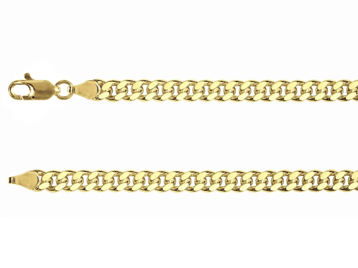 14ct Yellow Gold Plated 4.9mm Diamond Cut Tight Curb Chain 18"/45cm Unhallmarked