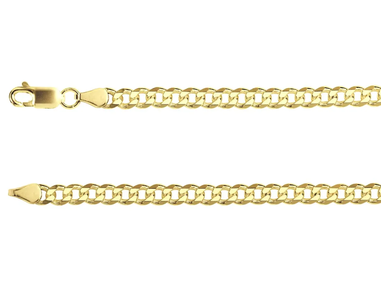 14ct Yellow Gold Plated 4.7mm Diamond Cut Curb Chain 18"/45cm Unhallmarked