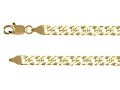 14ct Yellow Gold Plated 6.4mm Diamond Cut Double Rhombus Curb Chain 18"/45cm Unhallmarked
