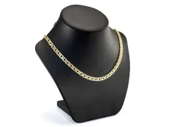 14ct Yellow Gold Plated 6.4mm Diamond Cut Double Rhombus Curb Chain 18