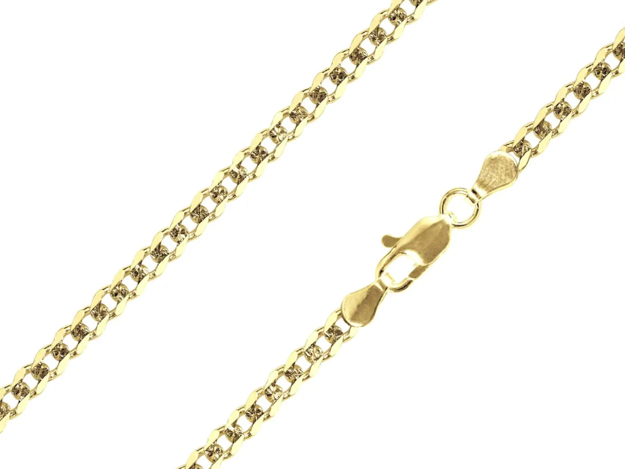 14ct Yellow Gold Plated 3.6mm Diamond Cut Pavé Curb Chain 18"/45cm Unhallmarked