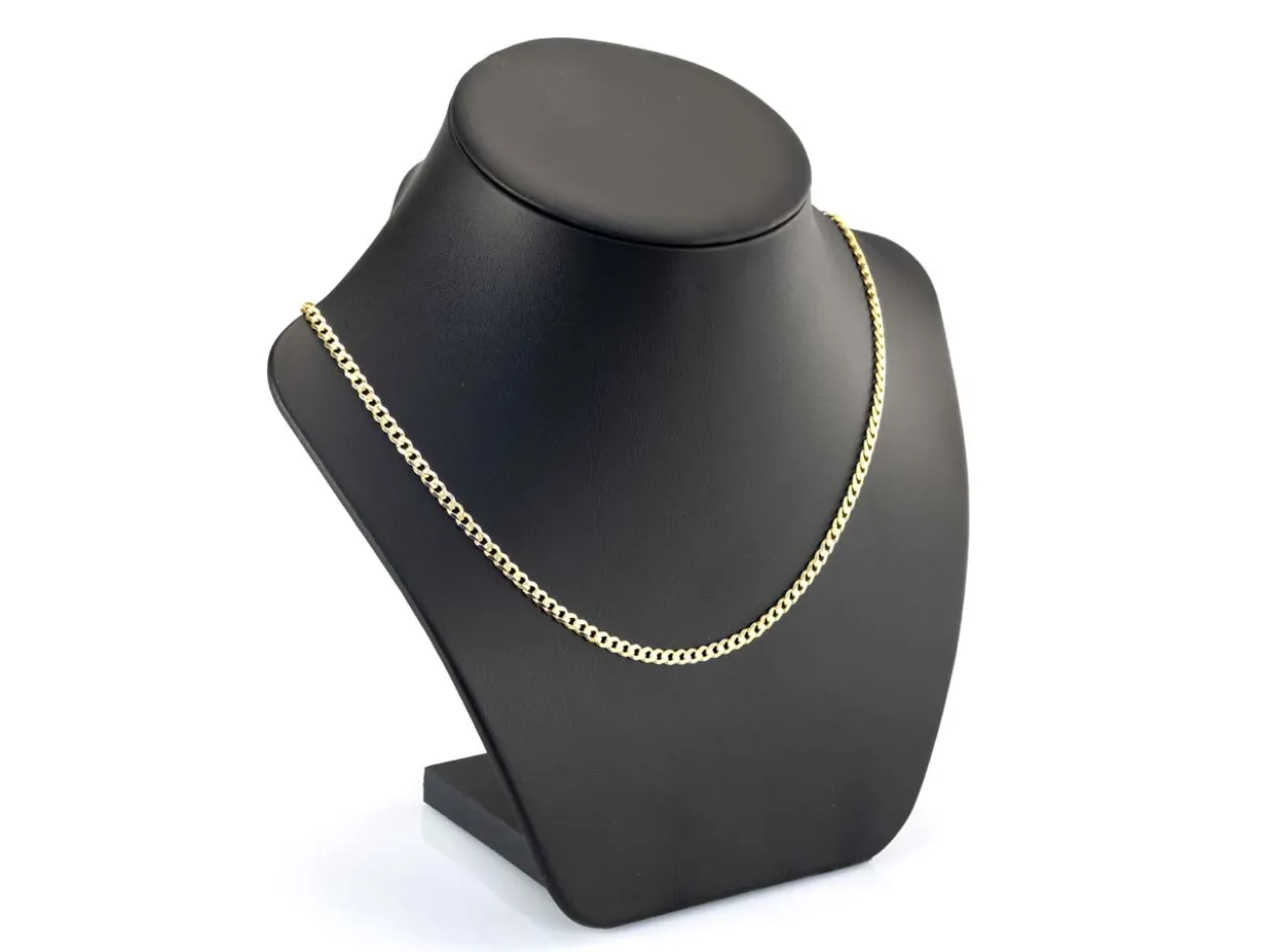 14ct Yellow Gold Plated 3.6mm Diamond Cut Pavé Curb Chain 18"/45cm Unhallmarked