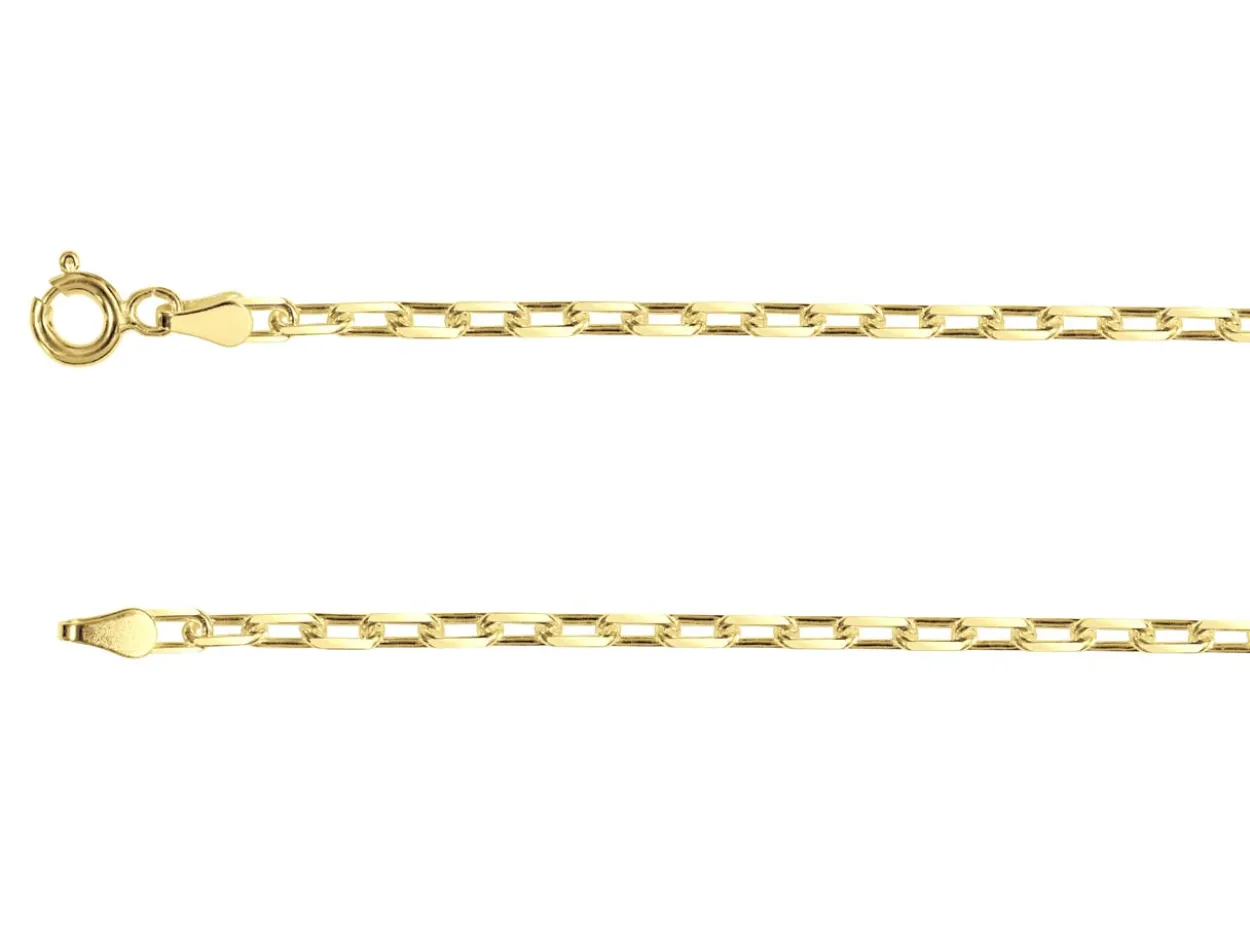 14ct Yellow Gold Plated 3.1mm Diamond Cut Paperclip Chain 18"/45cm Unhallmarked