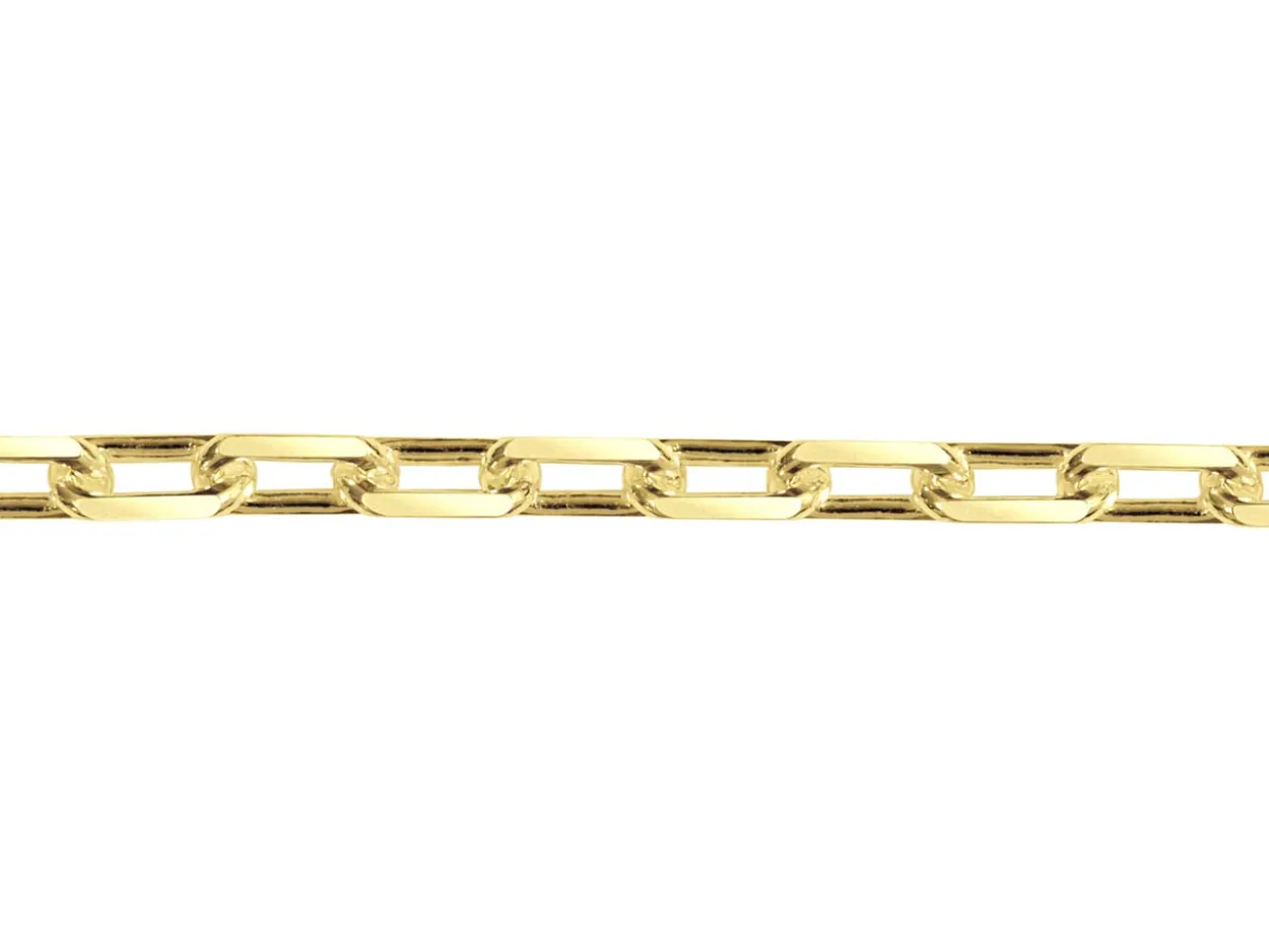14ct Yellow Gold Plated 3.1mm Diamond Cut Paperclip Chain 18"/45cm Unhallmarked