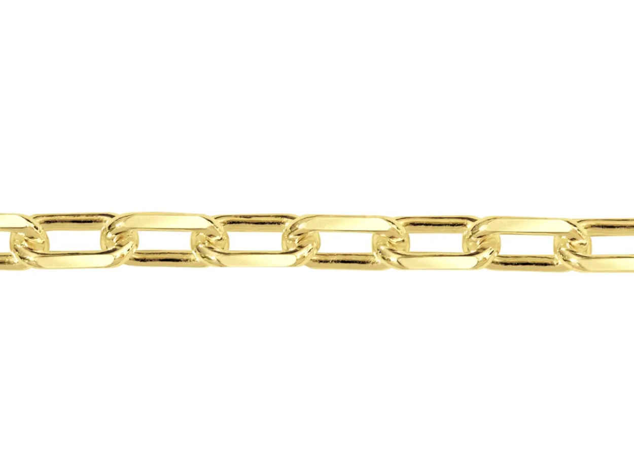 14ct Yellow Gold Plated 3.7mm Diamond Cut Paperclip Chain 18"/45cm Unhallmarked