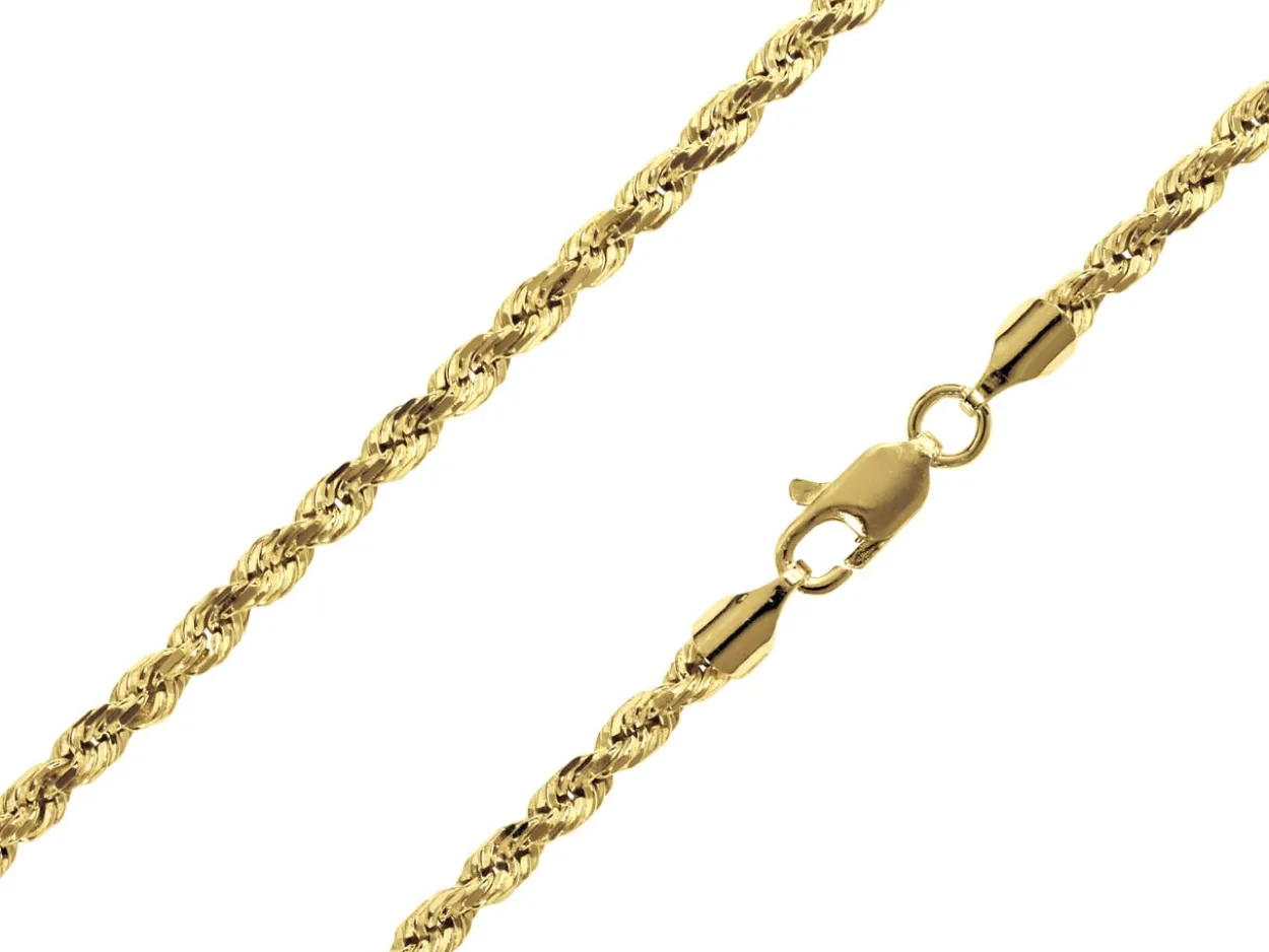 14ct Yellow Gold Plated 3.0mm Diamond Cut Rope Chain 18"/45cm Unhallmarked