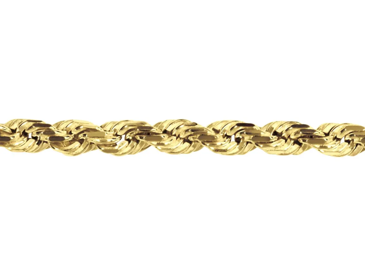 14ct Yellow Gold Plated 3.0mm Diamond Cut Rope Chain 18"/45cm Unhallmarked