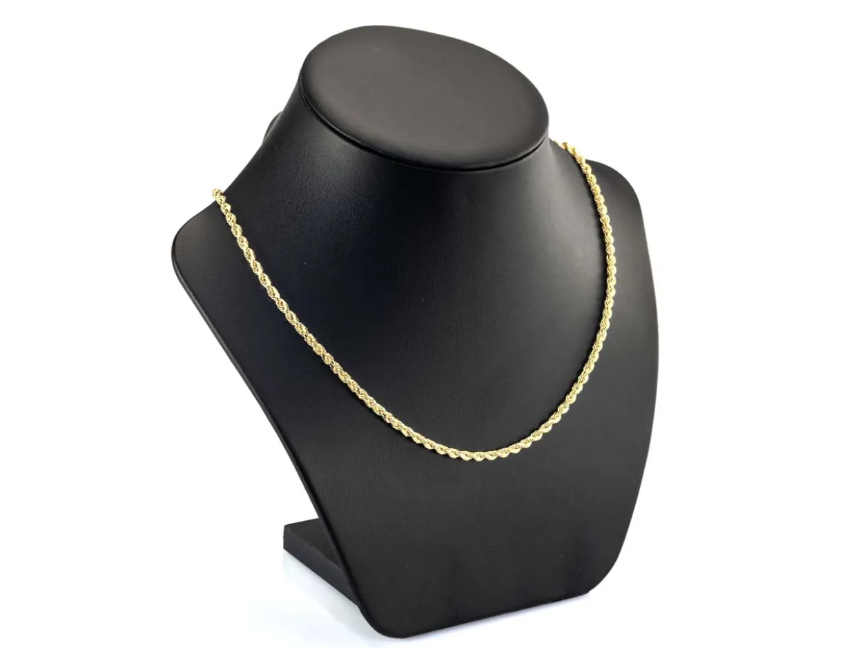 14ct Yellow Gold Plated 3.0mm Diamond Cut Rope Chain 18"/45cm Unhallmarked