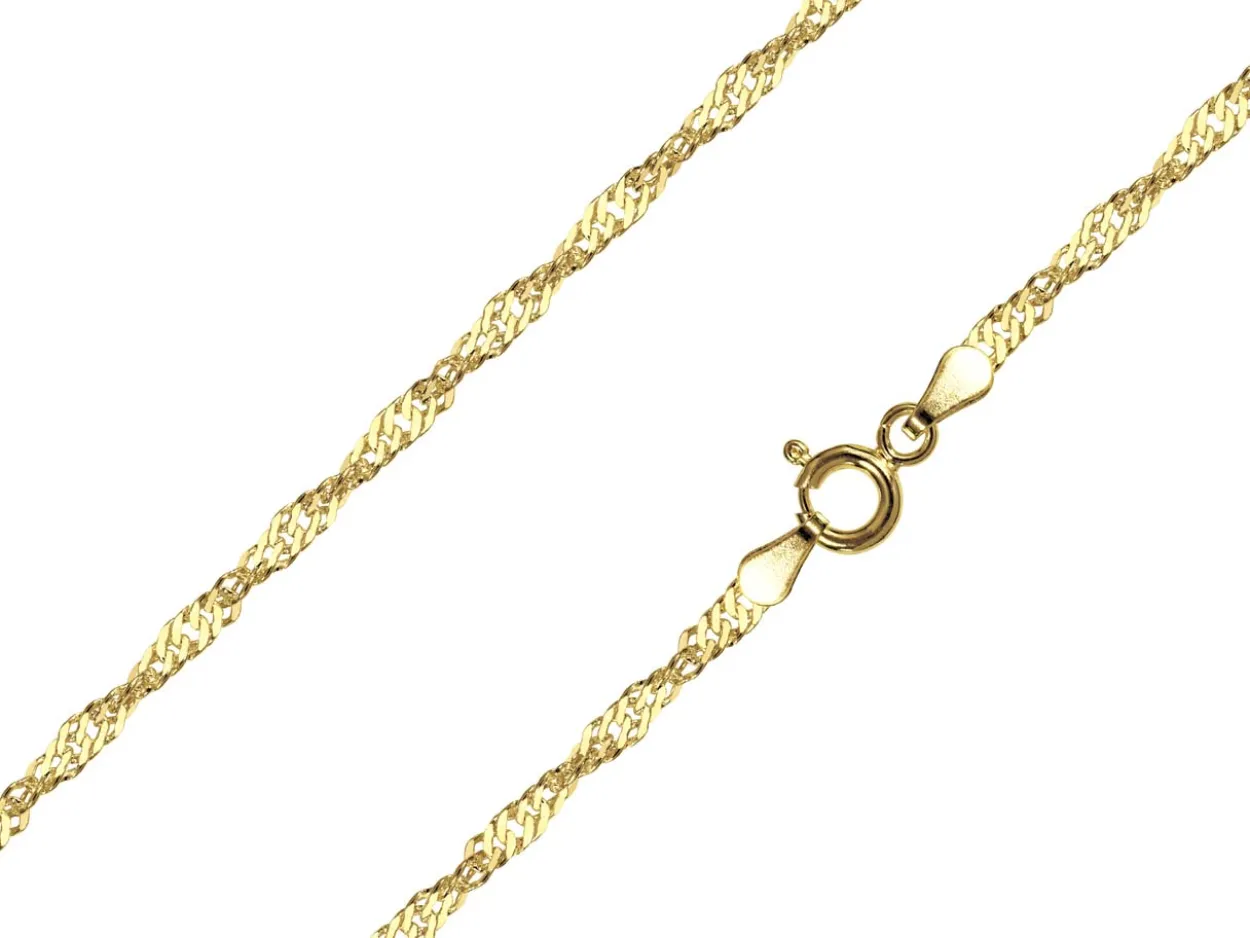 14ct Yellow Gold Plated 2.2mm Diamond Cut Singapore Chain 18"/45cm Unhallmarked