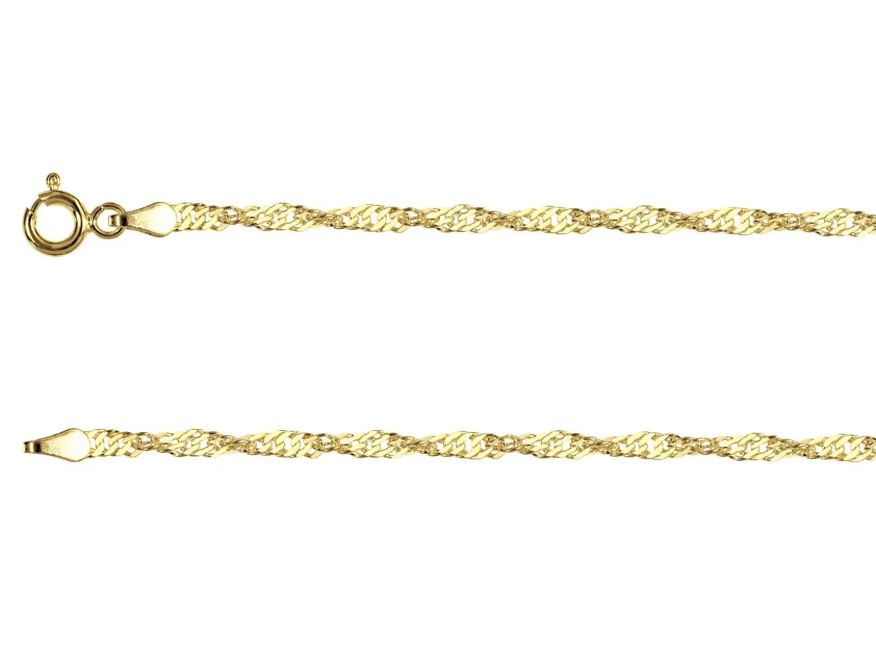 14ct Yellow Gold Plated 2.2mm Diamond Cut Singapore Chain 18"/45cm Unhallmarked