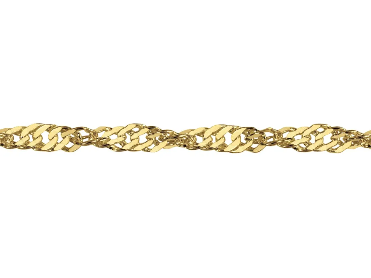14ct Yellow Gold Plated 2.2mm Diamond Cut Singapore Chain 18"/45cm Unhallmarked