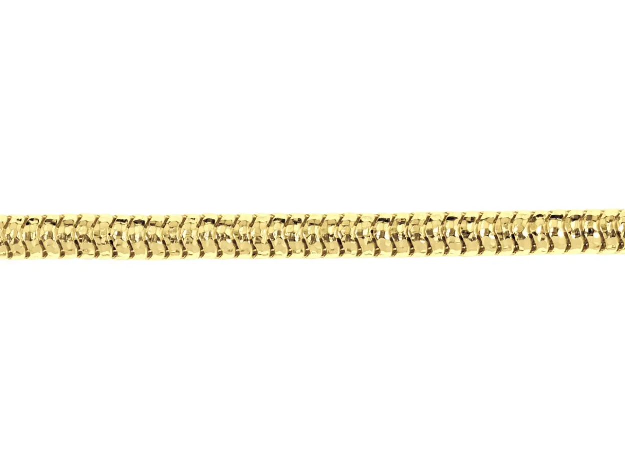 14ct Yellow Gold Plated 2.8mm Diamond Cut Round Snake Chain 18"/45cm Unhallmarked