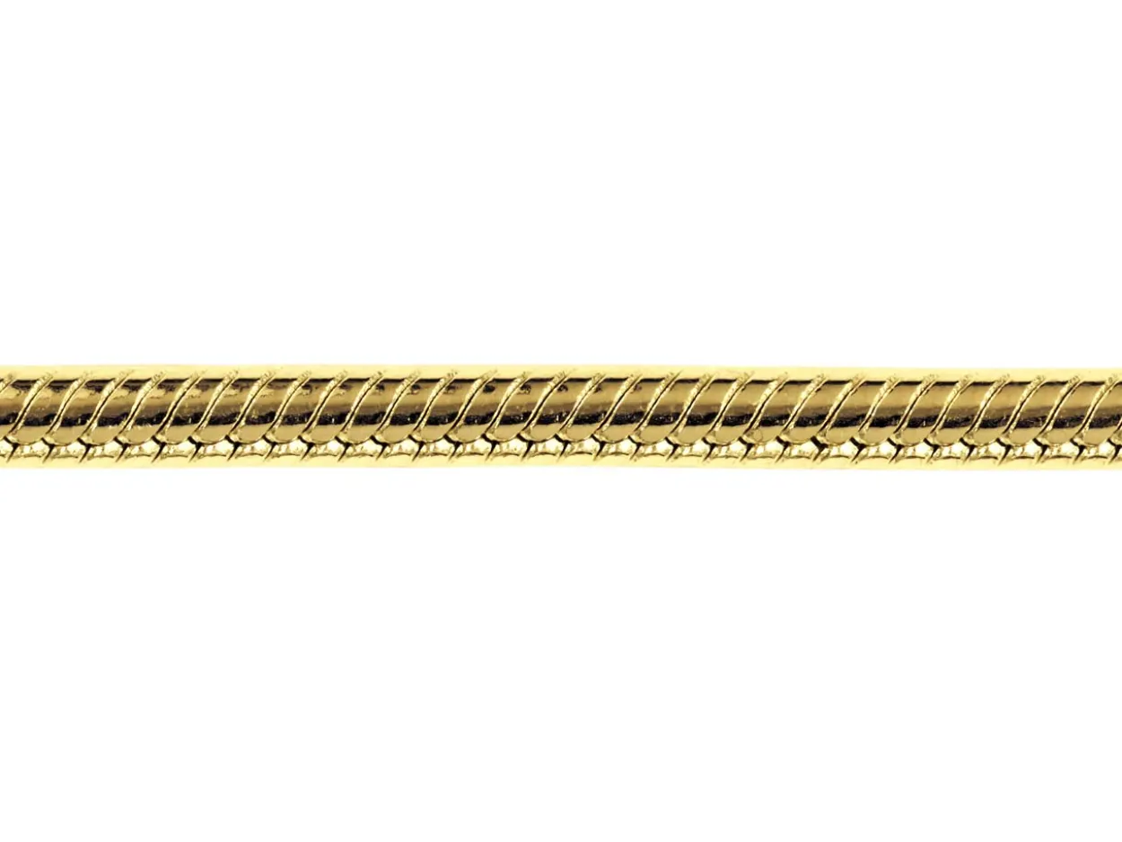 14ct Yellow Gold Plated 3.1mm Diamond Cut Round Snake Chain 18"/45cm Unhallmarked