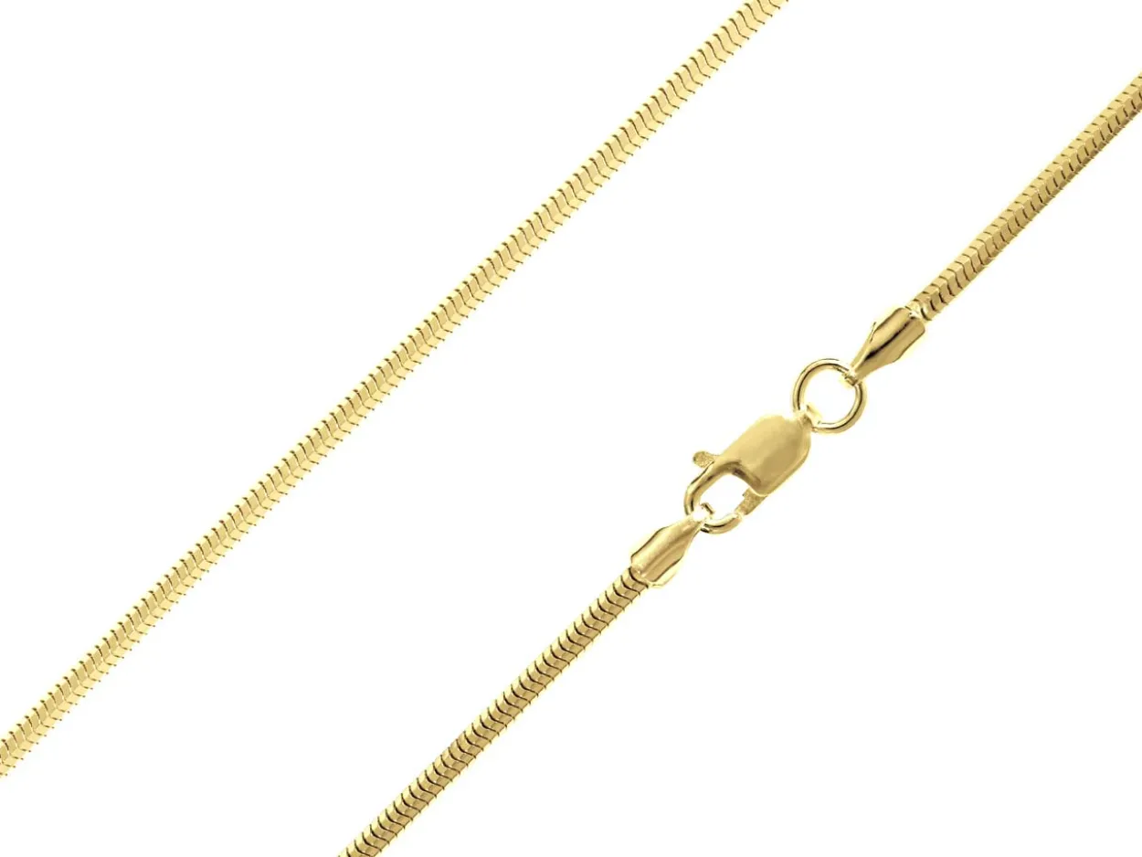 14ct Yellow Gold Plated 1.9mm Diamond Cut Round Snake Chain 18"/45cm Unhallmarked