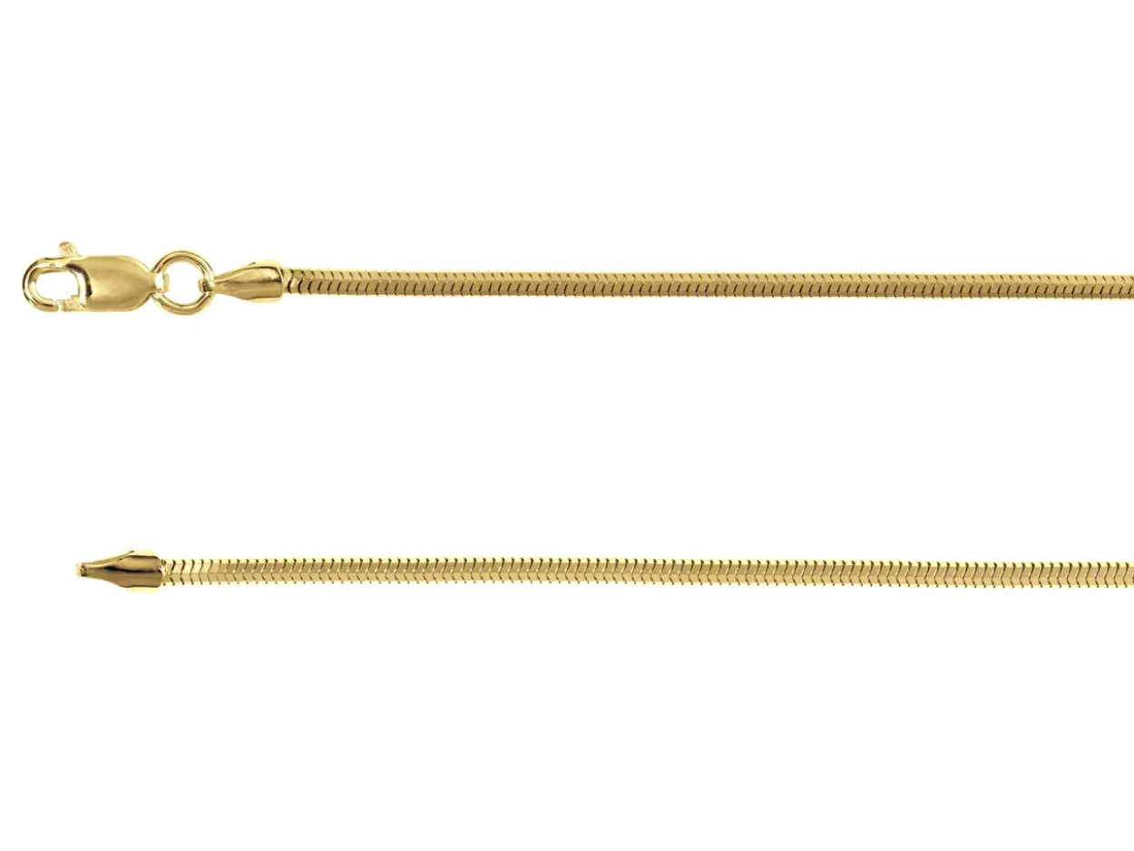 14ct Yellow Gold Plated 1.9mm Diamond Cut Round Snake Chain 18"/45cm Unhallmarked