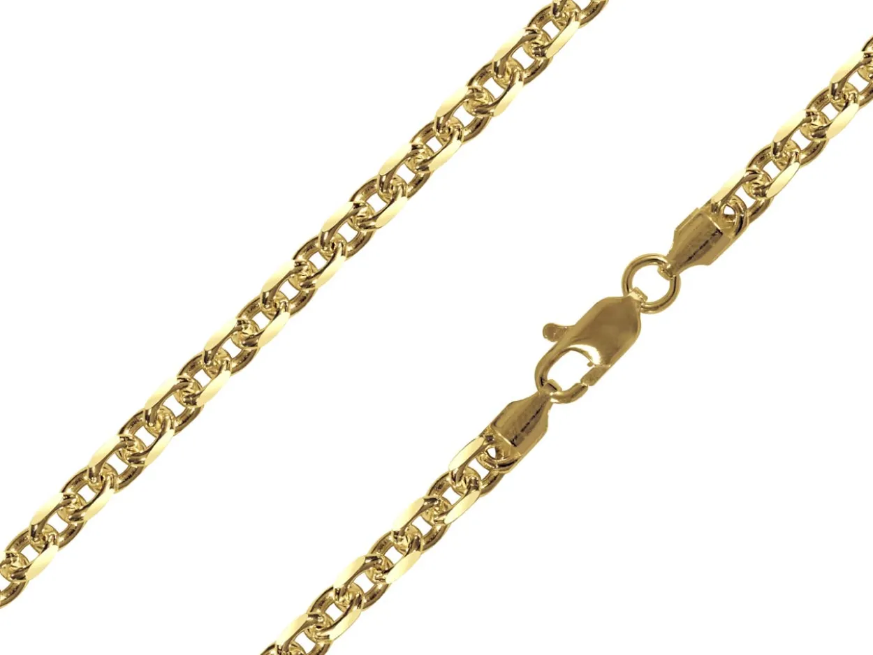 14ct Yellow Gold Plated 3.9mm Diamond Cut Oval Trace Chain 18"/45cm Unhallmarked