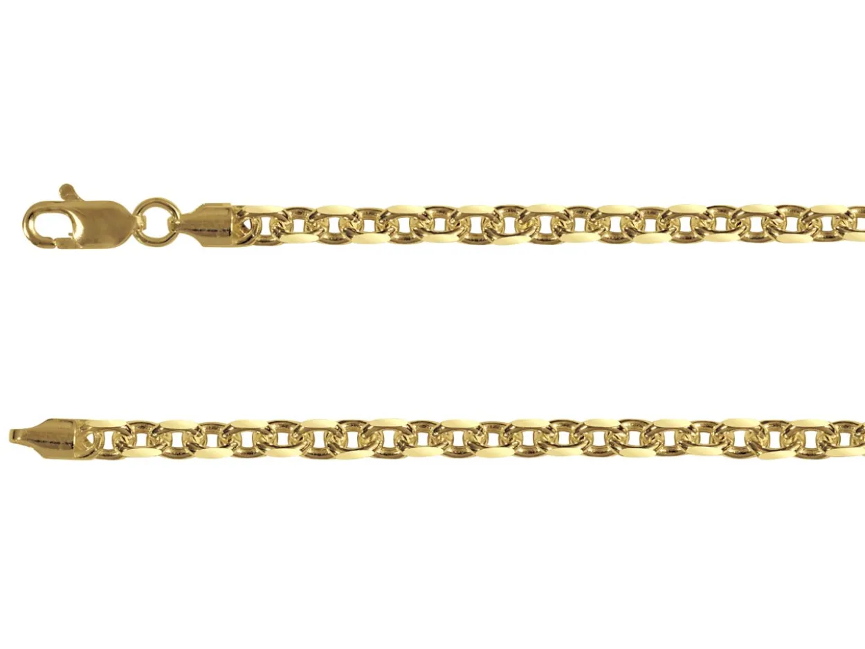 14ct Yellow Gold Plated 3.9mm Diamond Cut Oval Trace Chain 18"/45cm Unhallmarked