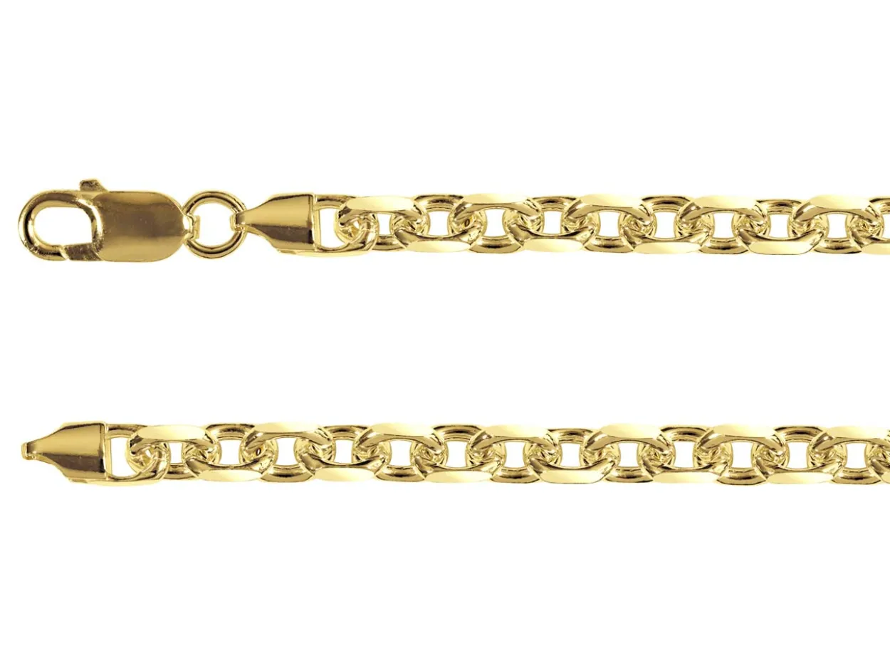 14ct Yellow Gold Plated 5.3mm Diamond Cut Oval Trace Chain 18"/45cm Unhallmarked