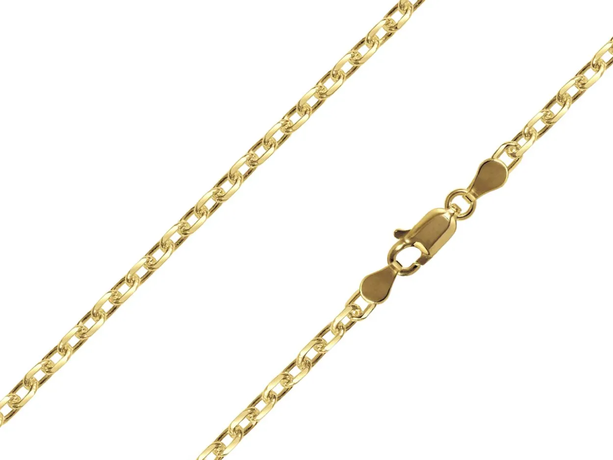 14ct Yellow Gold Plated 2.9mm Diamond Cut Oval Trace Chain 18"/45cm Unhallmarked