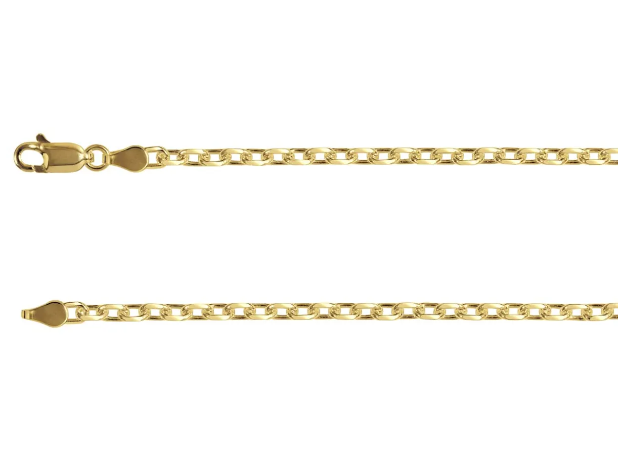 14ct Yellow Gold Plated 2.9mm Diamond Cut Oval Trace Chain 18"/45cm Unhallmarked