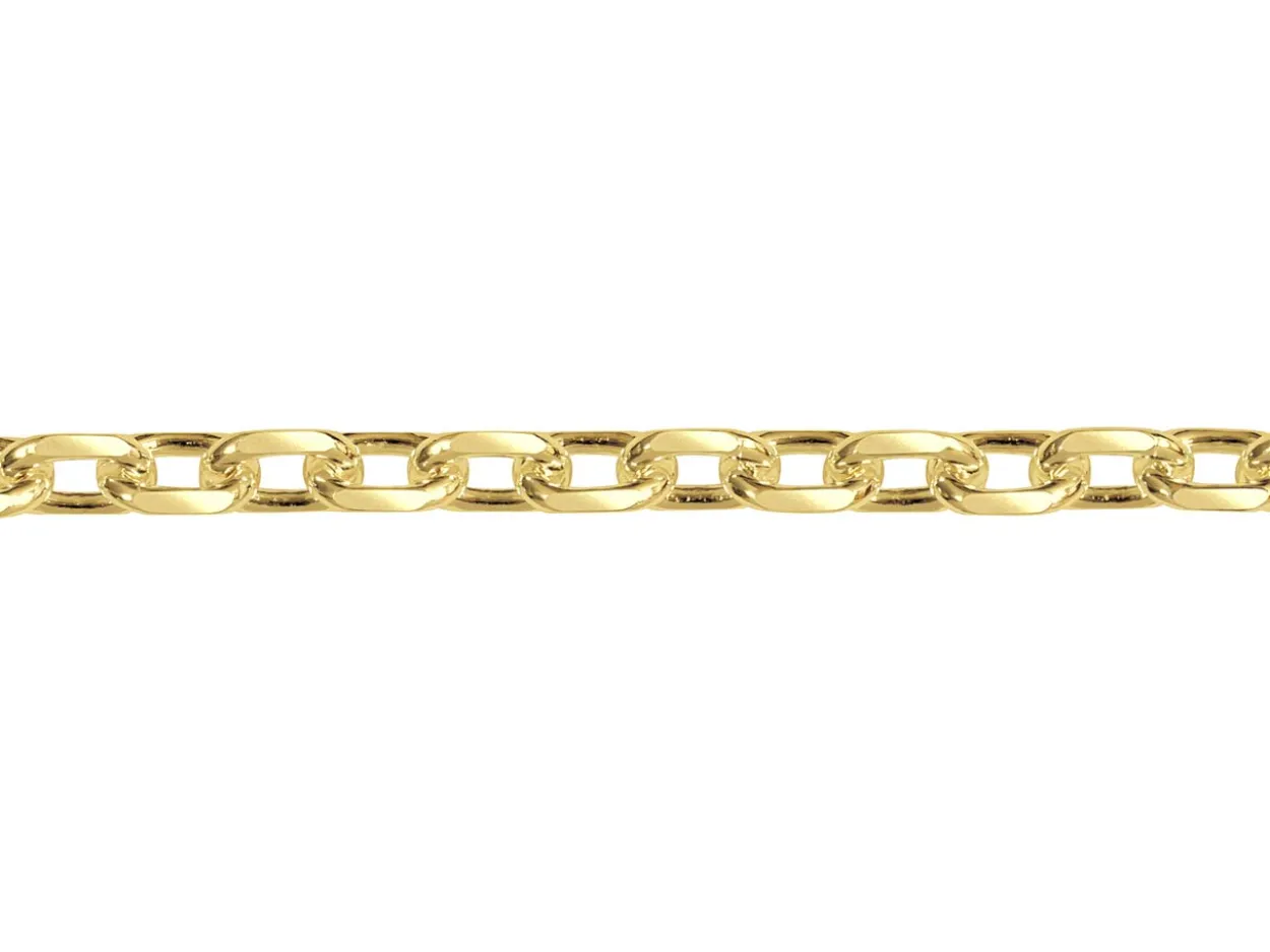 14ct Yellow Gold Plated 2.9mm Diamond Cut Oval Trace Chain 18"/45cm Unhallmarked