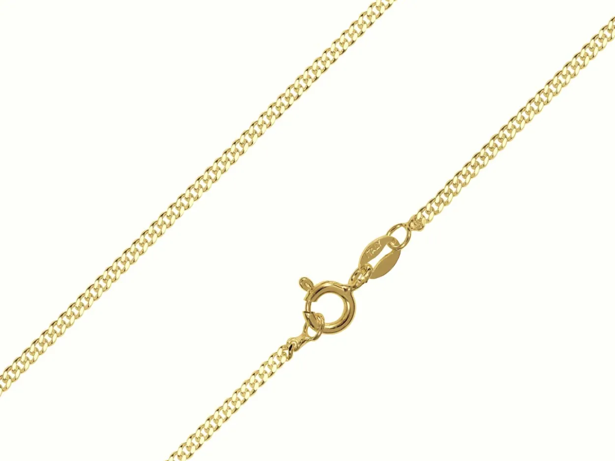 14ct Yellow Gold Plated 1.7mm Flat Filed Curb Chain 18"/45cm Unhallmarked