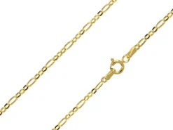 14ct Yellow Gold Plated 2.7mm Flat Filed Figaro Chain 18"/45cm Unhallmarked