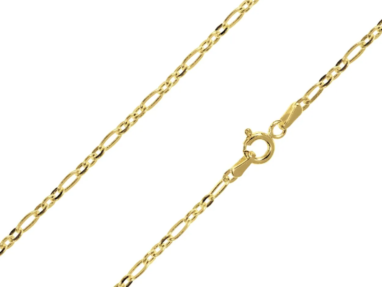 14ct Yellow Gold Plated 2.7mm Flat Filed Figaro Chain 18"/45cm Unhallmarked