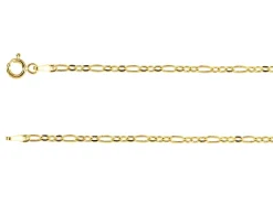 14ct Yellow Gold Plated 2.7mm Flat Filed Figaro Chain 18"/45cm Unhallmarked