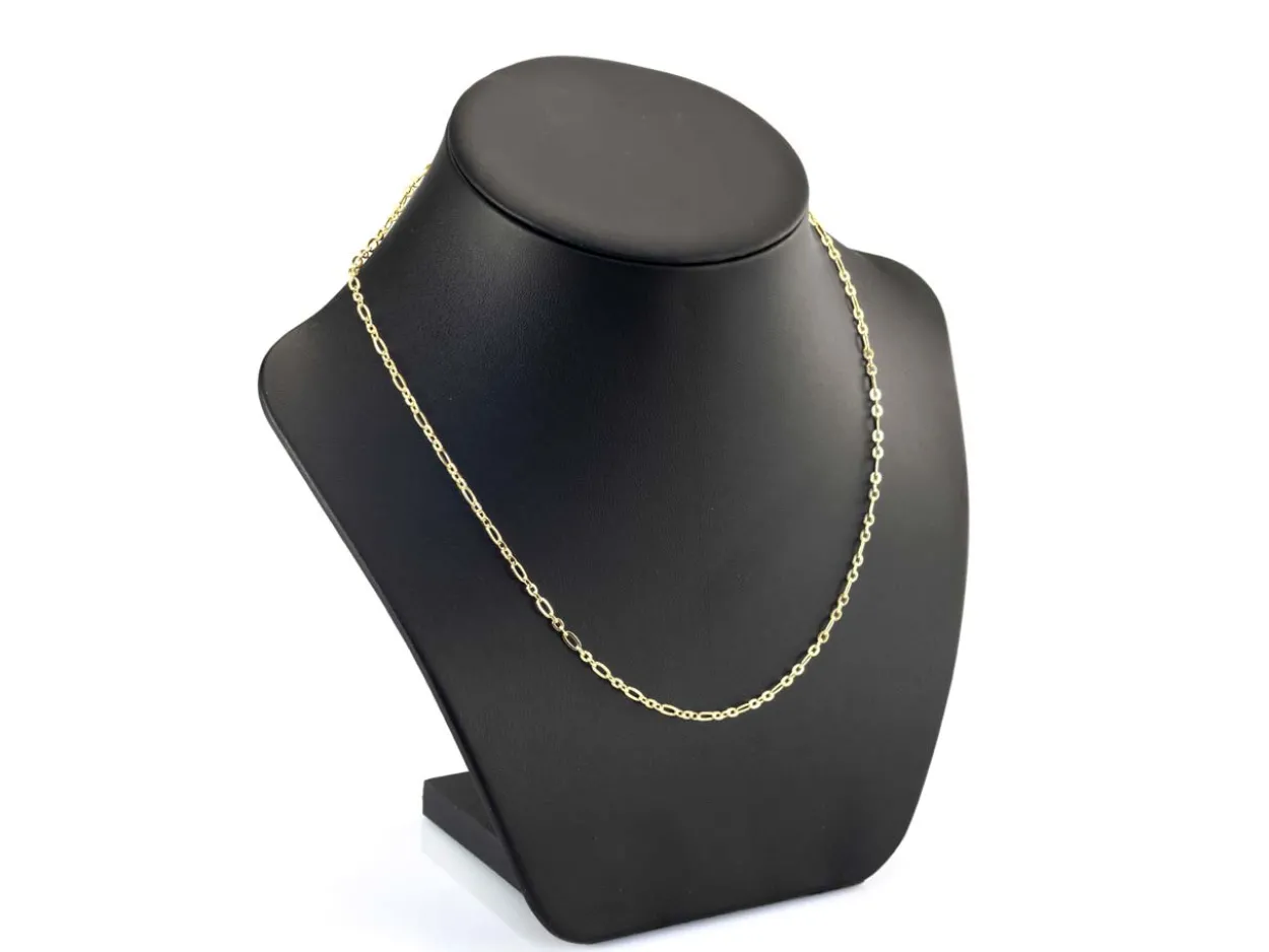 14ct Yellow Gold Plated 2.7mm Flat Filed Figaro Chain 18"/45cm Unhallmarked