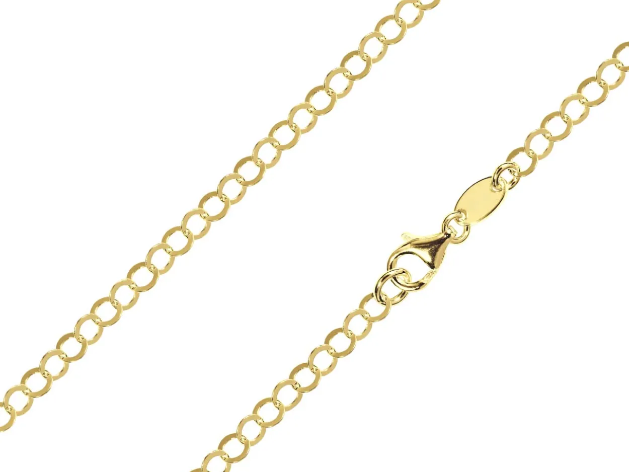 14ct Yellow Gold Plated 3.5mm Flat Filed Round Trace Chain 18"/45cm Unhallmarked