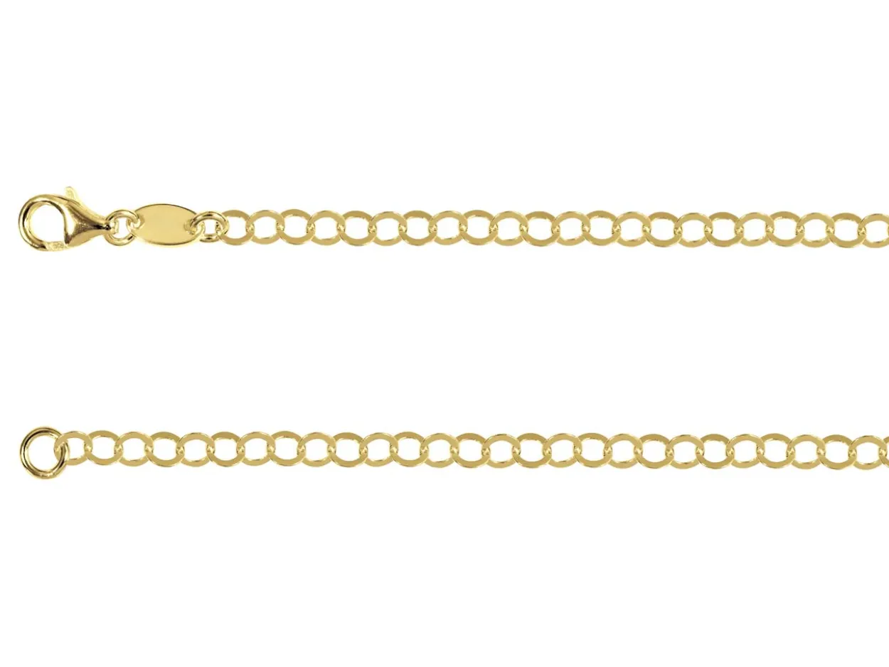 14ct Yellow Gold Plated 3.5mm Flat Filed Round Trace Chain 18"/45cm Unhallmarked